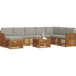 vidaXL Conjuntos De Muebles-Juegos de sofás con cojín 9 pcs Gris Natural y Claro