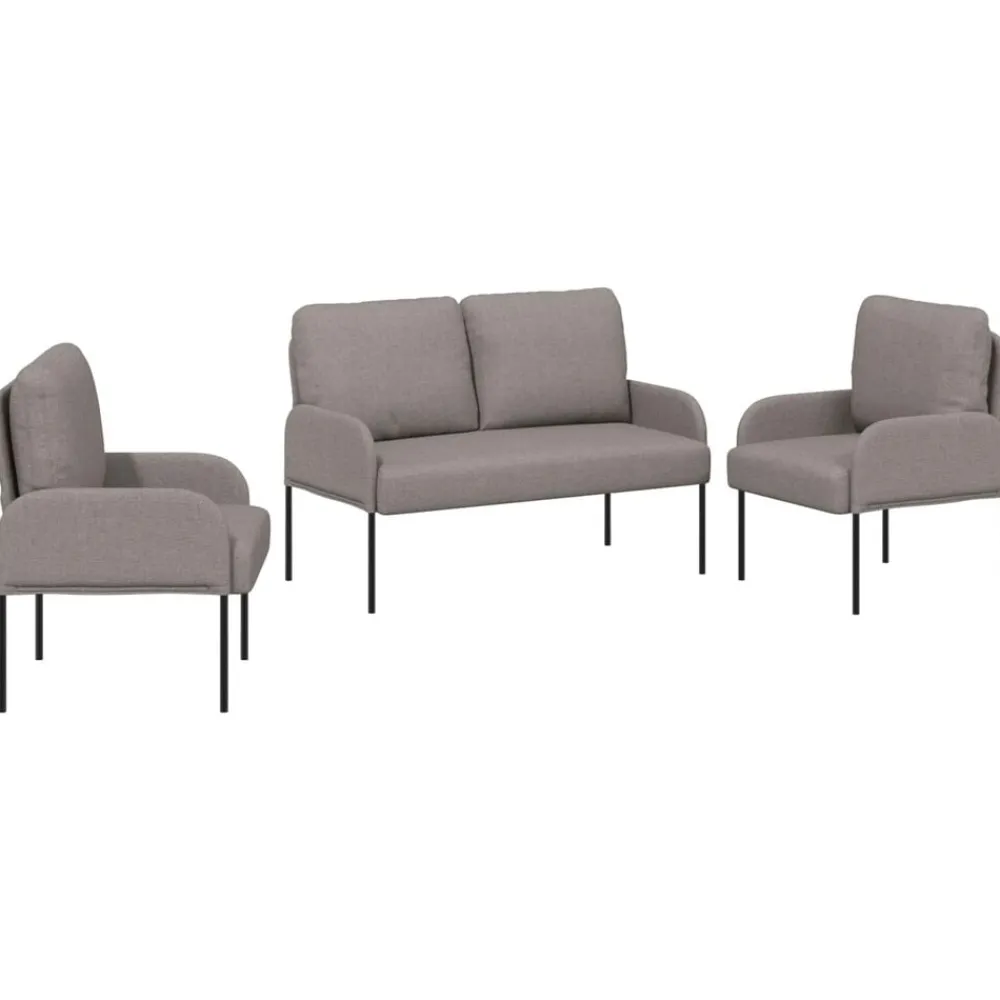 vidaXL Juegos de sofás con cojín 3 pcs 115 x 56 x 80 cm Taupé Clearance