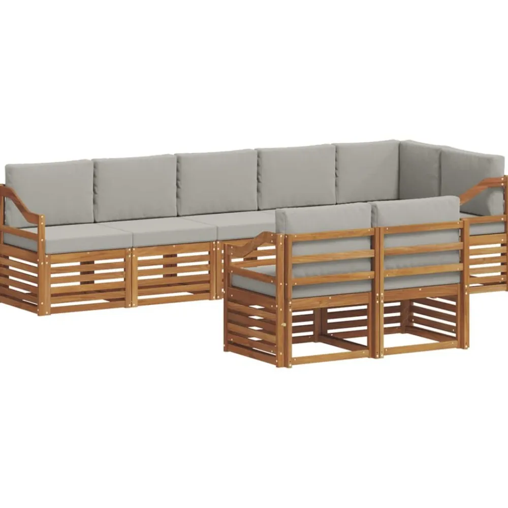 vidaXL Juegos de sofás con cojín 8 pcs Gris Natural y Claro Gris claro y natural Best