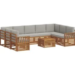 vidaXL Conjuntos De Muebles-Juegos de sofás con cojín 10 pcs Gris Natural y Claro