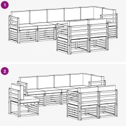 vidaXL Conjuntos De Muebles-Juegos de sofás con cojín 8 pcs Gris Natural y Claro
