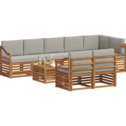 vidaXL Juegos de sofás con cojín 9 pcs Gris Natural y Claro Gris claro y natural Sale