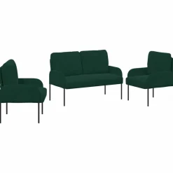 vidaXL Juegos de sofás con cojín 3 pcs 115 x 56 x 80 cm Verde oscuro Online
