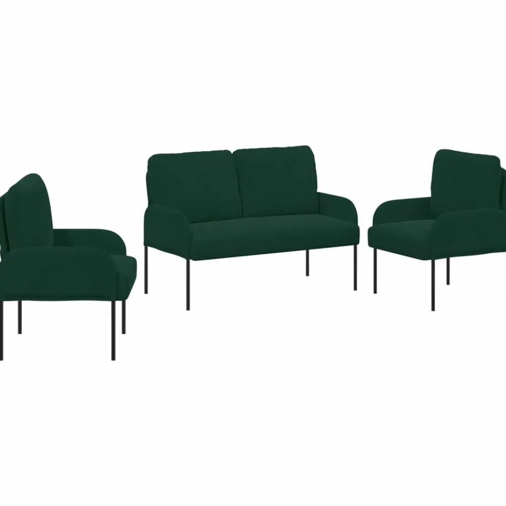vidaXL Juegos de sofás con cojín 3 pcs 115 x 56 x 80 cm Verde oscuro Online