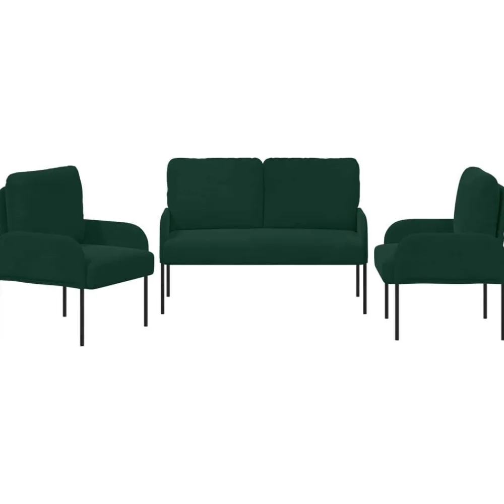 vidaXL Juegos de sofás con cojín 3 pcs 115 x 56 x 80 cm Verde oscuro Online