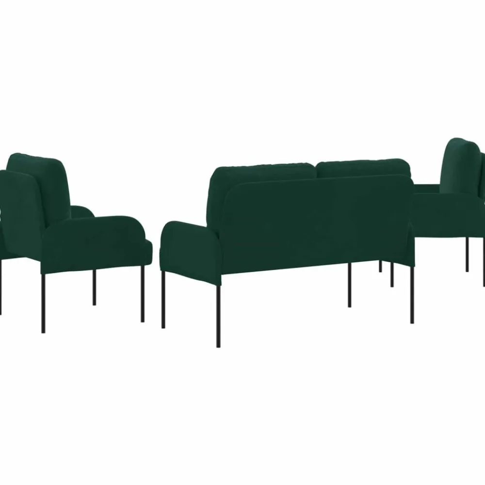 vidaXL Juegos de sofás con cojín 3 pcs 115 x 56 x 80 cm Verde oscuro Online