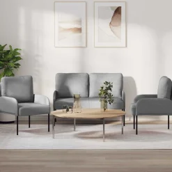 vidaXL Juegos de sofás con cojín 3 pcs 115 x 56 x 80 cm Gris claro Best