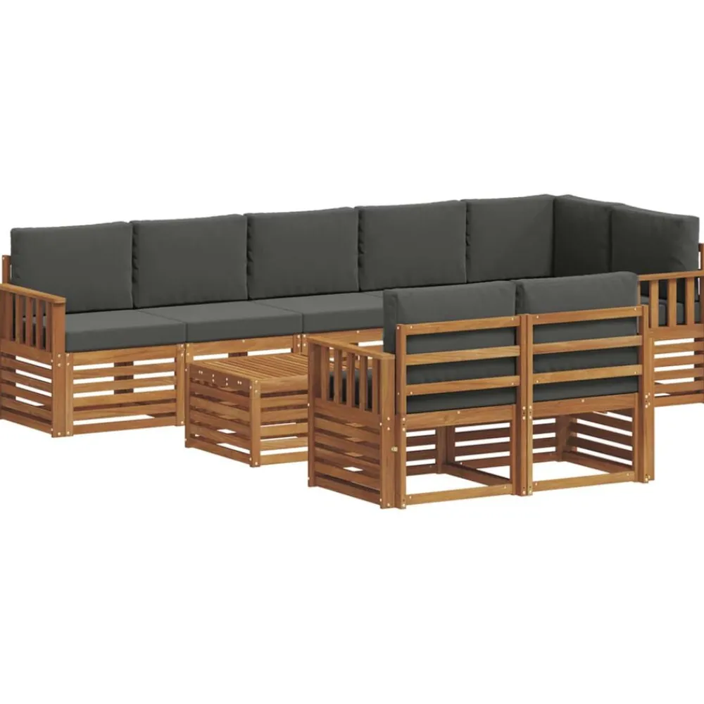 vidaXL Juegos de sofás con cojín 9 pcs Natural y antracita Discount