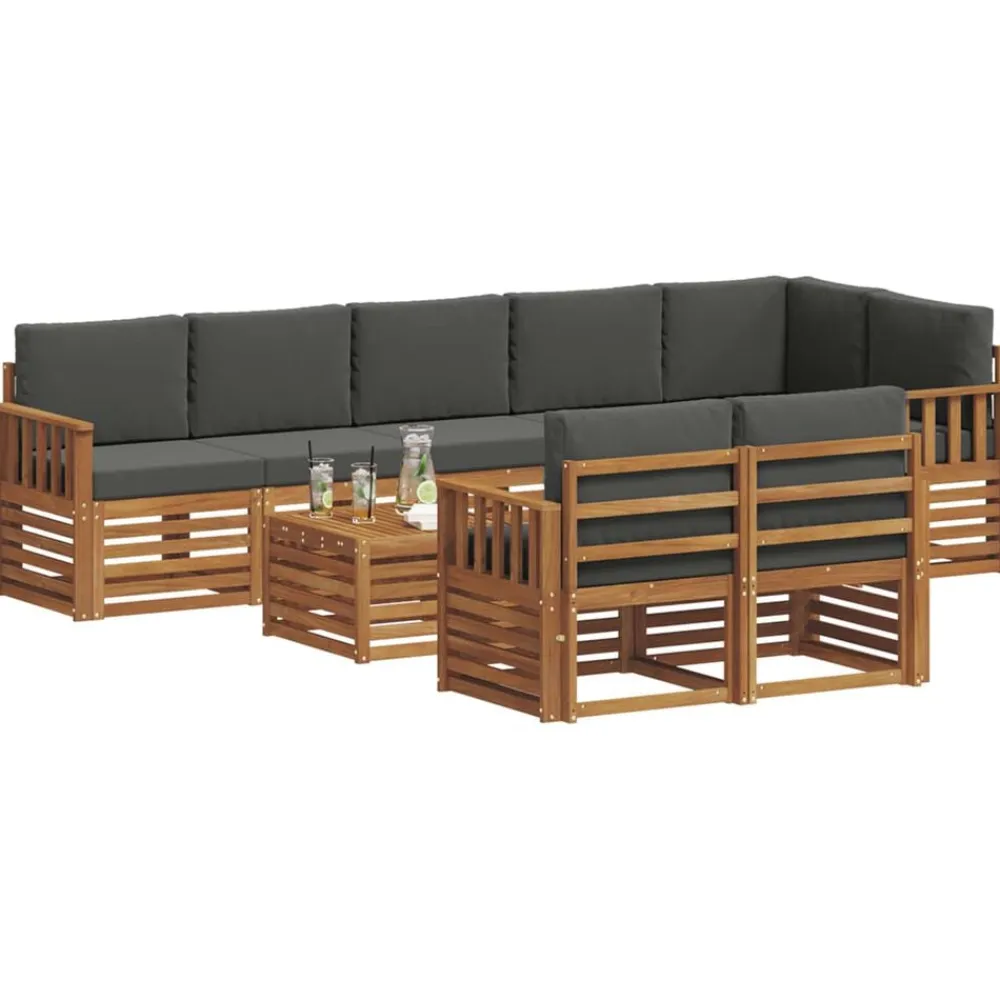 vidaXL Juegos de sofás con cojín 9 pcs Natural y antracita Discount