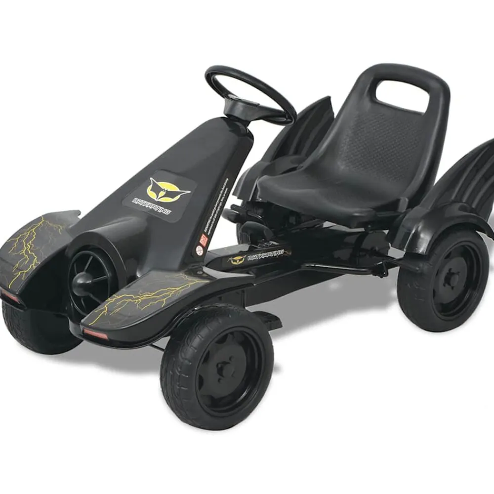 vidaXL Juguetes-Kart con pedales y asiento ajustable negro