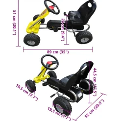 vidaXL Kart correpasillos con pedales Amarillo Best