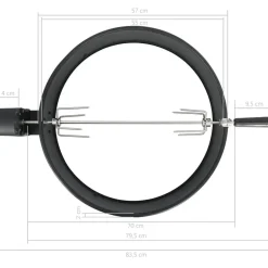 vidaXL Cocina Y Comedor-Kit de anillo asador de barbacoa negro 57 cm