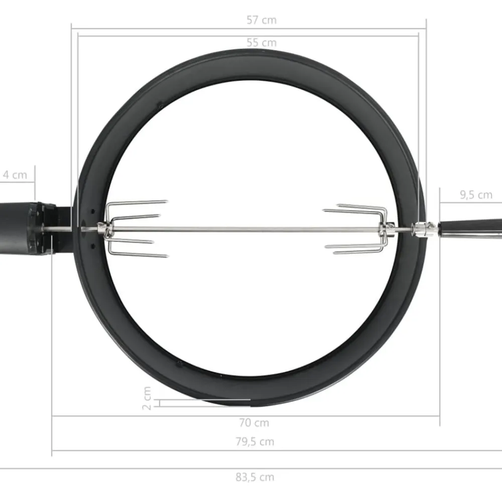 vidaXL Cocina Y Comedor-Kit de anillo asador de barbacoa negro 57 cm