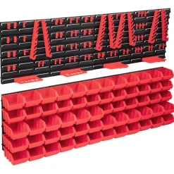 vidaXL Kit de cajas de almacenaje 136 pzas paneles de pared rojo/negro Hot