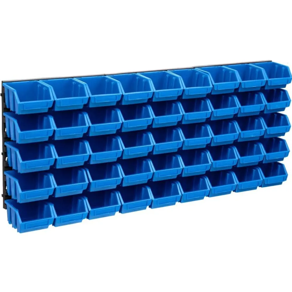vidaXL Kit de cajas de almacenaje 48 pzas paneles de pared azul negro Online
