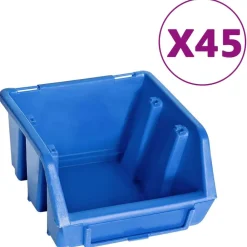 vidaXL Kit de cajas de almacenaje 48 pzas paneles de pared azul negro Online