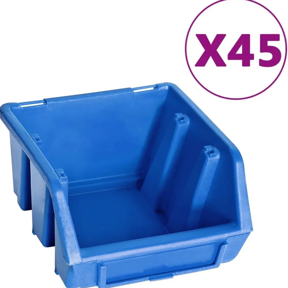 vidaXL Kit de cajas de almacenaje 48 pzas paneles de pared azul negro Online
