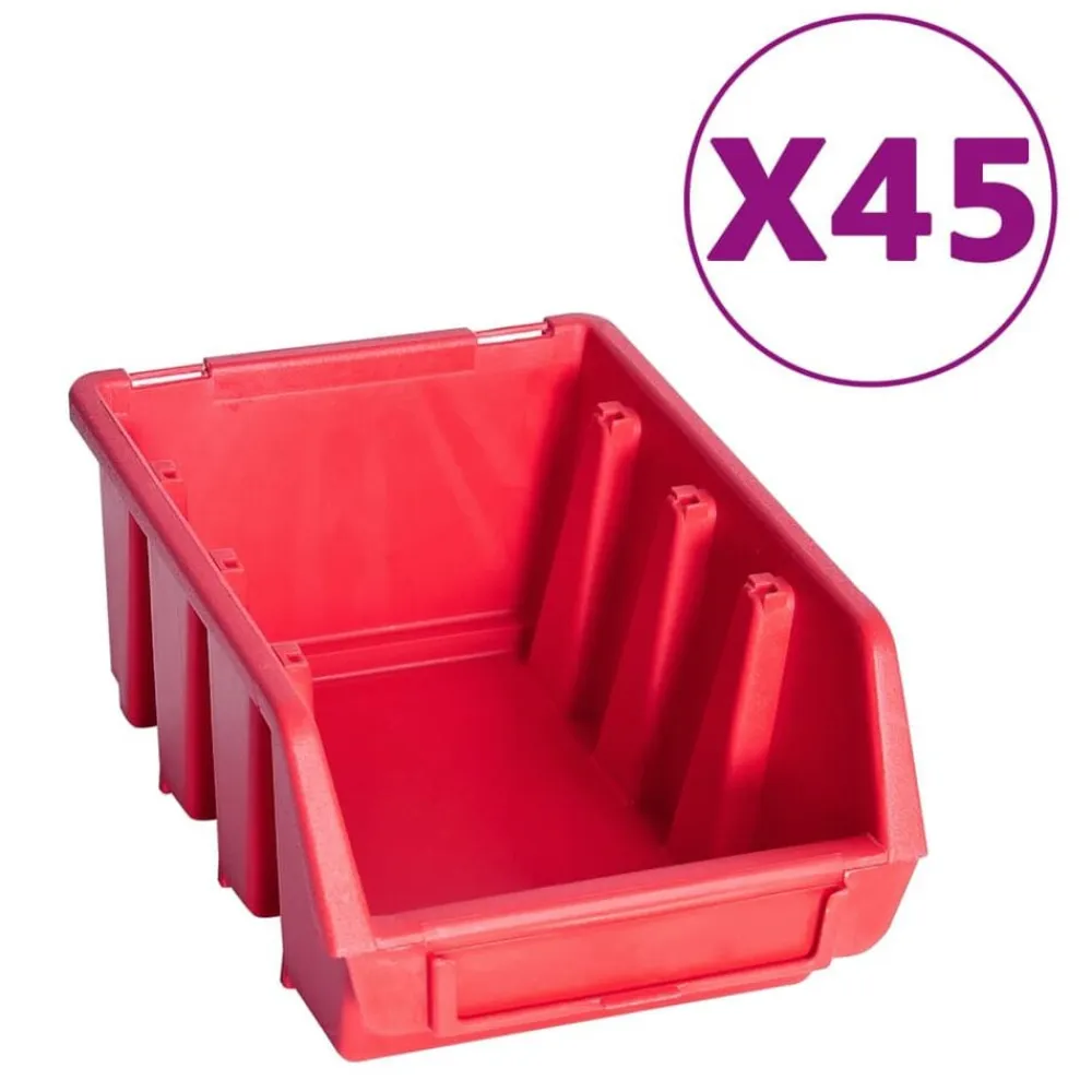 vidaXL Kit de cajas de almacenaje 96 pzas paneles de pared rojo negro Rojo y negro Best