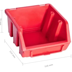 vidaXL Kit de cajas de almacenaje 34 pzas paneles de pared rojo negro Outlet