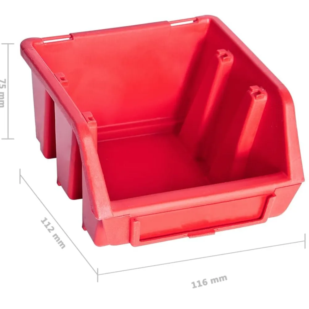 vidaXL Kit de cajas de almacenaje 34 pzas paneles de pared rojo negro Outlet