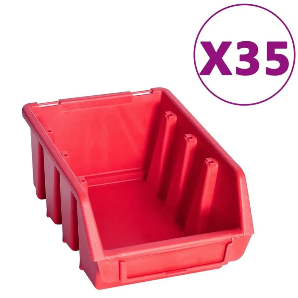 vidaXL Accesorios De Bricolaje-Kit de cajas de almacenaje 141 pzas paneles de pared rojo/negro
