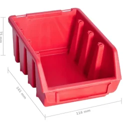 vidaXL Accesorios De Bricolaje-Kit de cajas de almacenaje 141 pzas paneles de pared rojo/negro