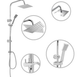 vidaXL Fontanería-Kit de ducha combinado con ducha de mano acero inoxidable