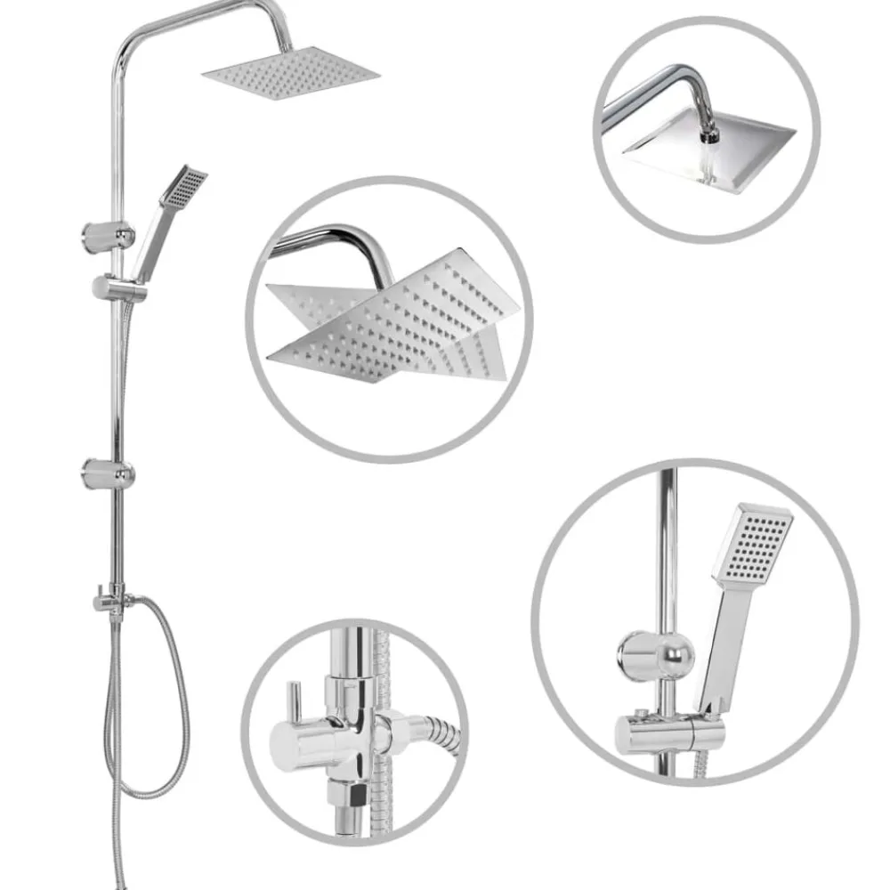 vidaXL Fontanería-Kit de ducha combinado con ducha de mano acero inoxidable