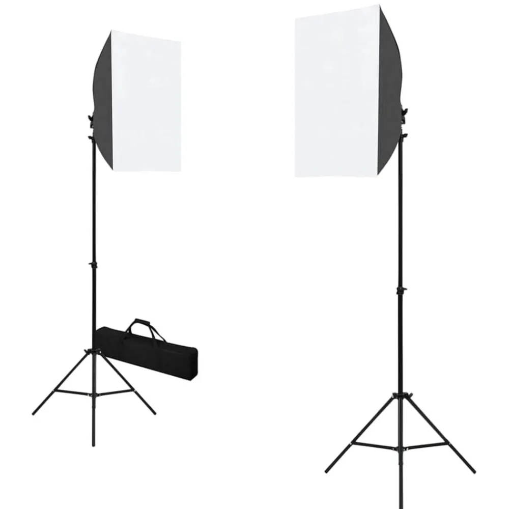 vidaXL Kit de estudio fotográfico con luces softbox y fondo Blanco Discount