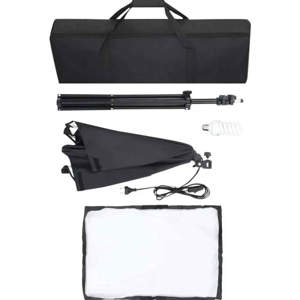 vidaXL Kit de estudio fotográfico con luces softbox y fondo Blanco Discount