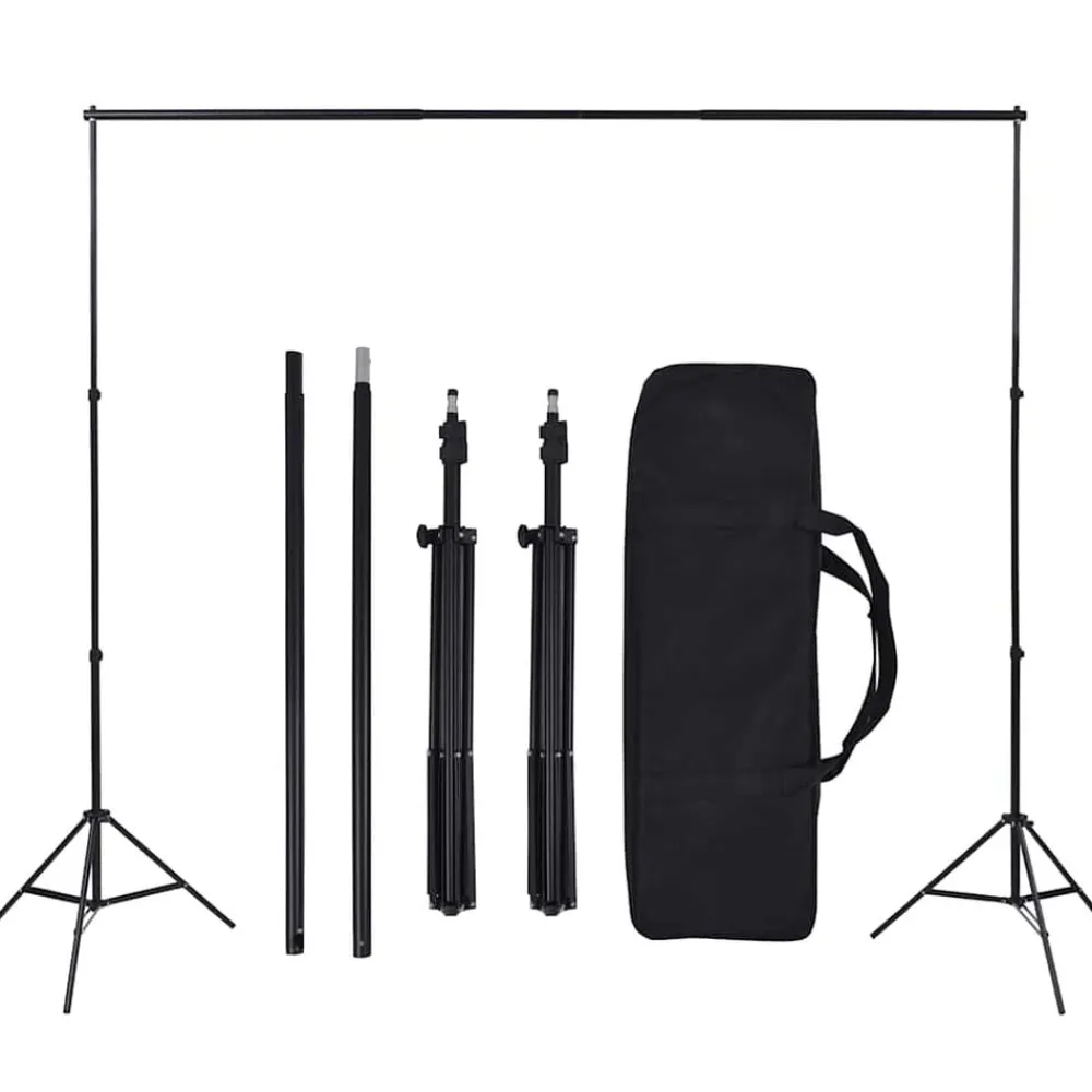 vidaXL Cámaras Y Objetivos-Kit de estudio fotográfico con set de luces, fondo y reflector