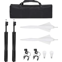 vidaXL Kit de estudio fotográfico con set de luces, fondo y reflector Blanco Discount