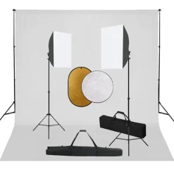 vidaXL Cámaras Y Objetivos-Kit de estudio fotográfico con luces softbox, fondo y reflector