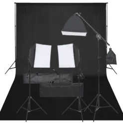 vidaXL Cámaras Y Objetivos-Kit de estudio fotográfico con set de luces y fondo