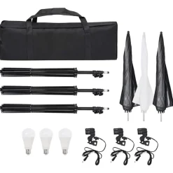 vidaXL Cámaras Y Objetivos-Kit de estudio fotográfico con set de luces, fondo y reflector