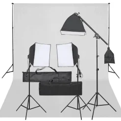 vidaXL Cámaras Y Objetivos-Kit de estudio fotográfico con set de luces y fondo