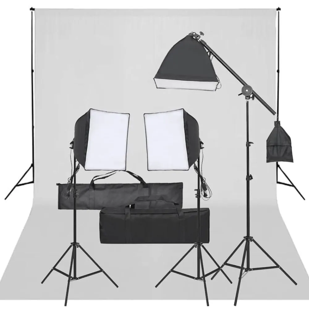 vidaXL Cámaras Y Objetivos-Kit de estudio fotográfico con set de luces y fondo