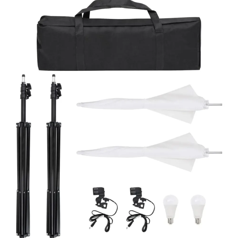 vidaXL Kit de estudio fotográfico con set de luces y fondo Blanco Discount