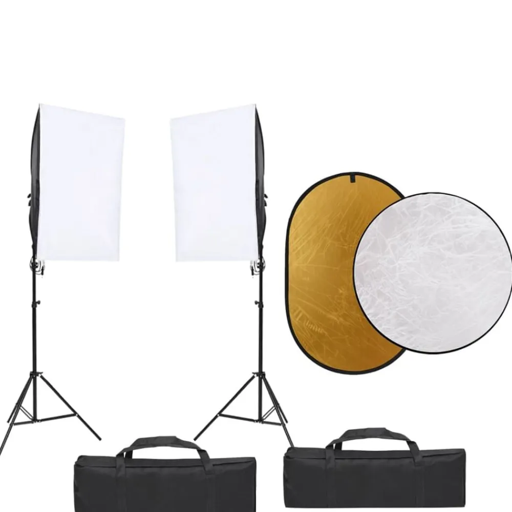 vidaXL Kit de estudio fotográfico con set de luces y reflector New