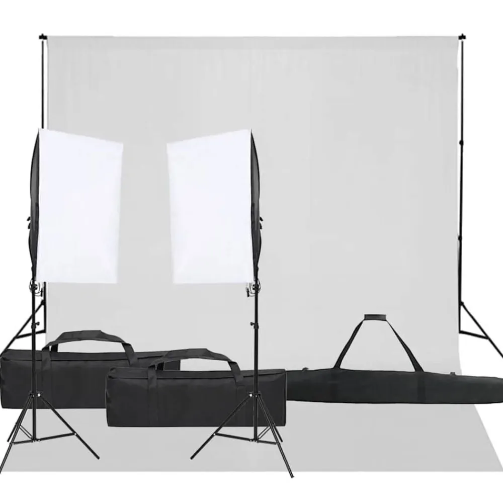 vidaXL Cámaras Y Objetivos-Kit de estudio fotográfico con set de luces y fondo
