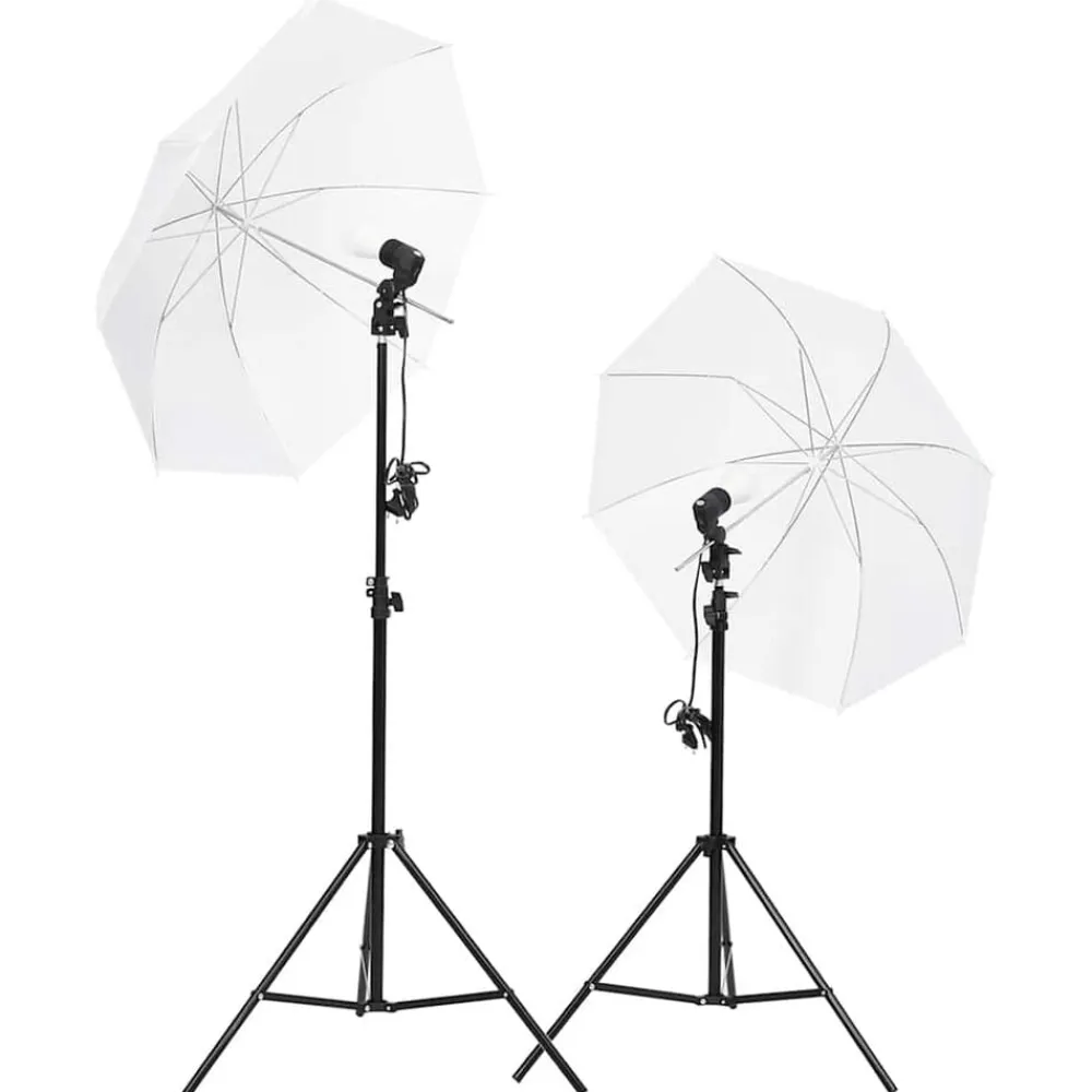 vidaXL Kit de estudio fotográfico con set de luces y fondo Negro Hot