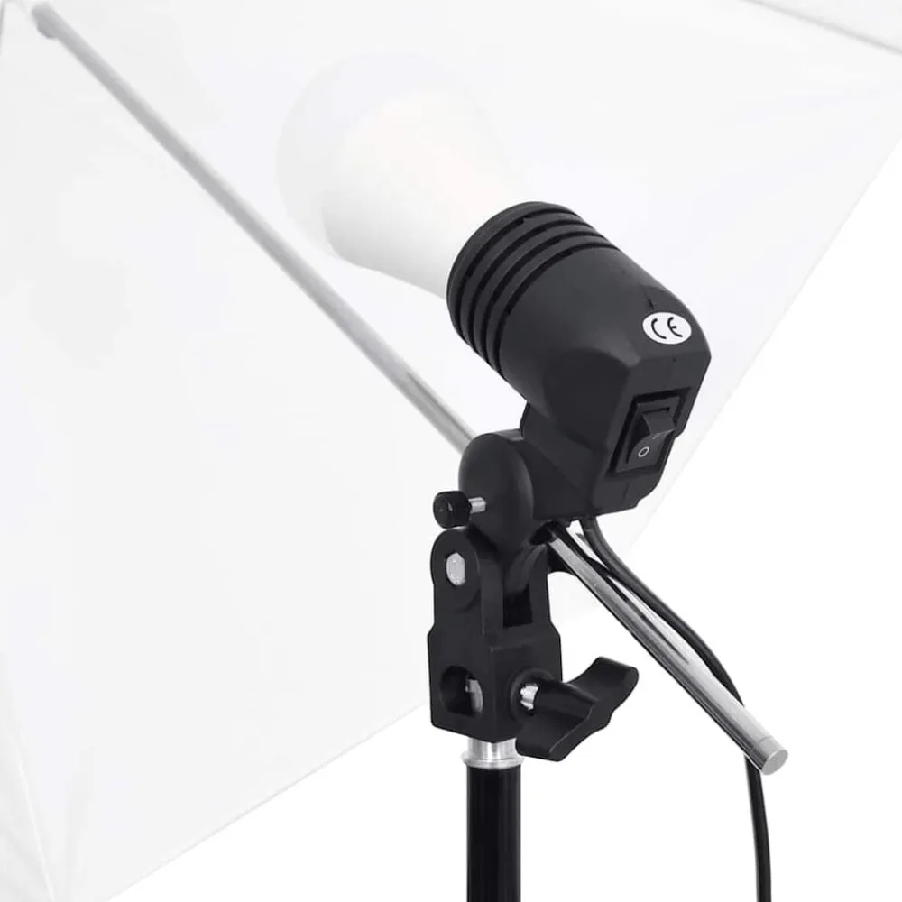 vidaXL Kit de estudio fotográfico con set de luces y fondo Negro Hot