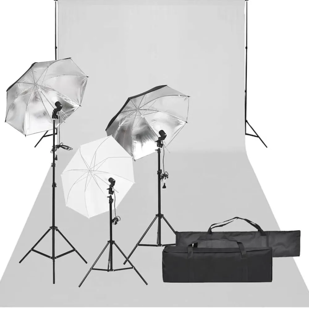 vidaXL Kit de estudio fotográfico con set de luces y fondo