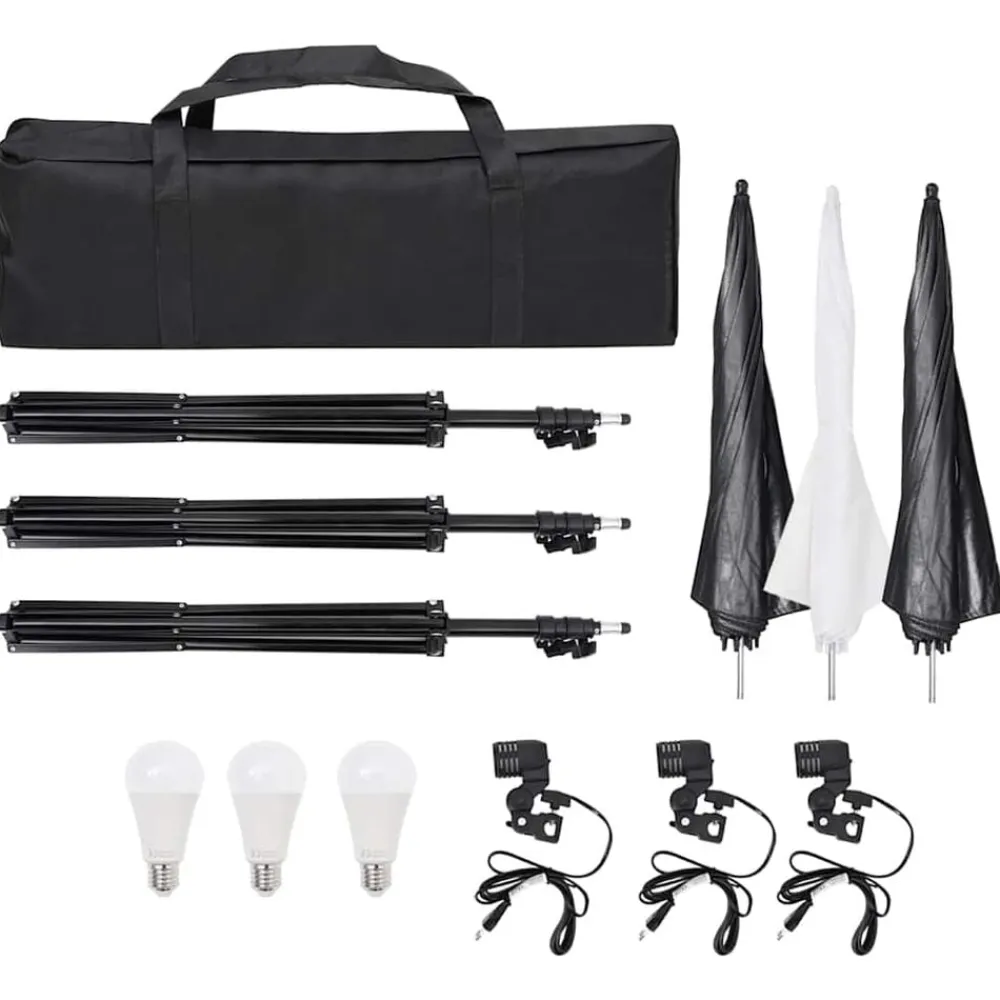 vidaXL Kit de estudio fotográfico con set de luces y fondo