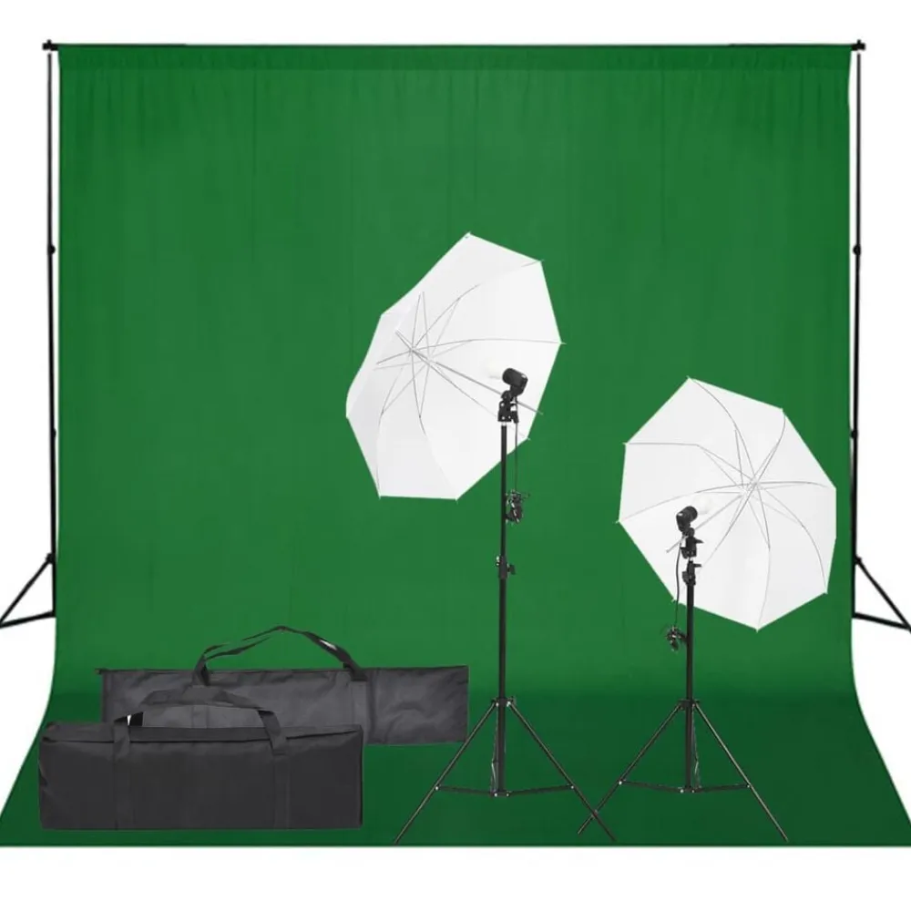 vidaXL Cámaras Y Objetivos-Kit de estudio fotográfico con set de luces y fondo
