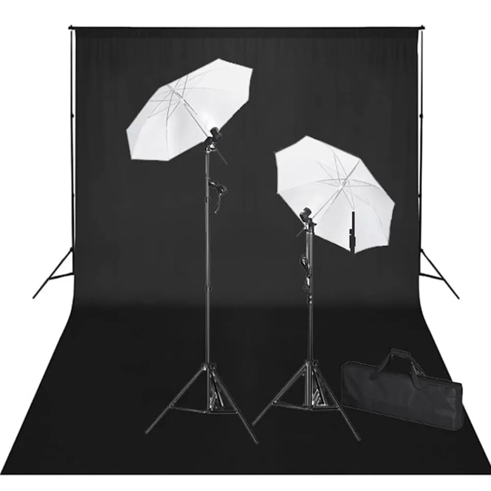 vidaXL Cámaras Y Objetivos-Kit de estudio fotográfico telón fondo 600x300 cm y luces