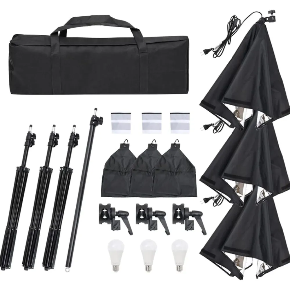 vidaXL Kit de estudio fotográfico con set de luces, fondo y reflector Sale