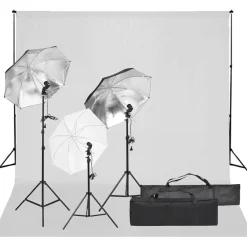 vidaXL Kit de estudio fotográfico con set de luces y fondo