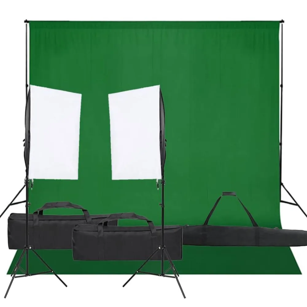 vidaXL Cámaras Y Objetivos-Kit de estudio fotográfico con set de luces y fondo