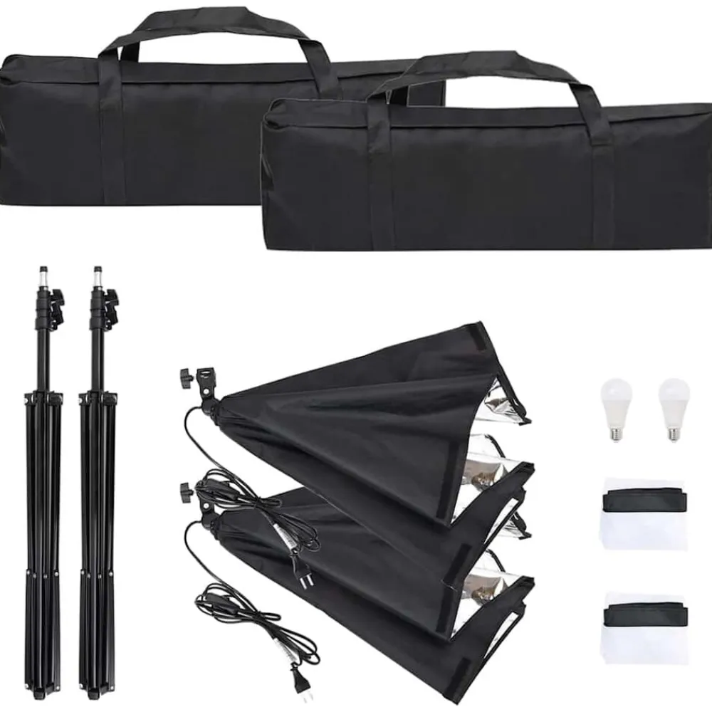 vidaXL Cámaras Y Objetivos-Kit de estudio fotográfico con set de luces y fondo